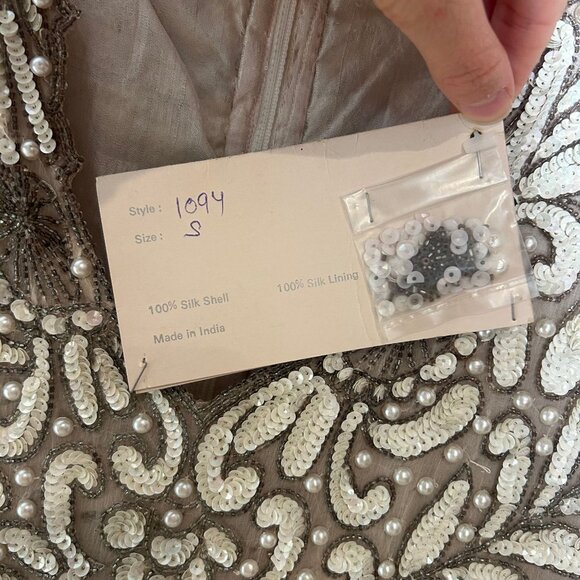 Judith Ann Creations Vintage Style 1094 Handmade Beaded Silk Dress S - Picture 3 of 10